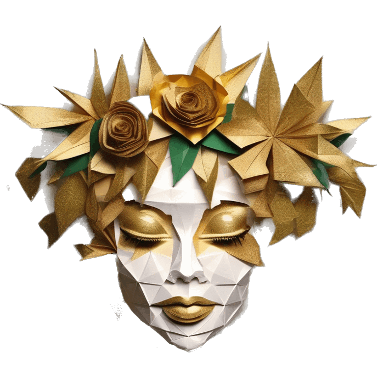  Hemp 420 lady face melting gold tropical made of 420 origami newspaper roses hemp leaves lantern fairy lights burning paper and hemp leaves in hair emoji