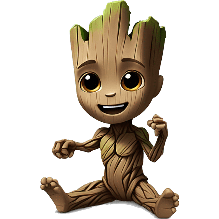 Baby Groot, trying to tickle Gomorrah emoji