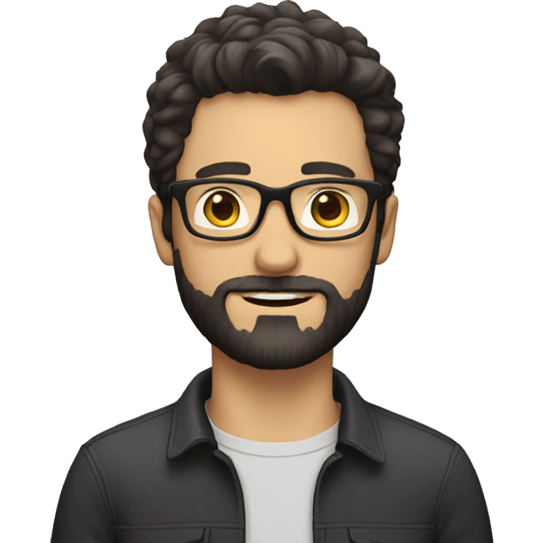 white guy with dark hair and beard and glasses emoji