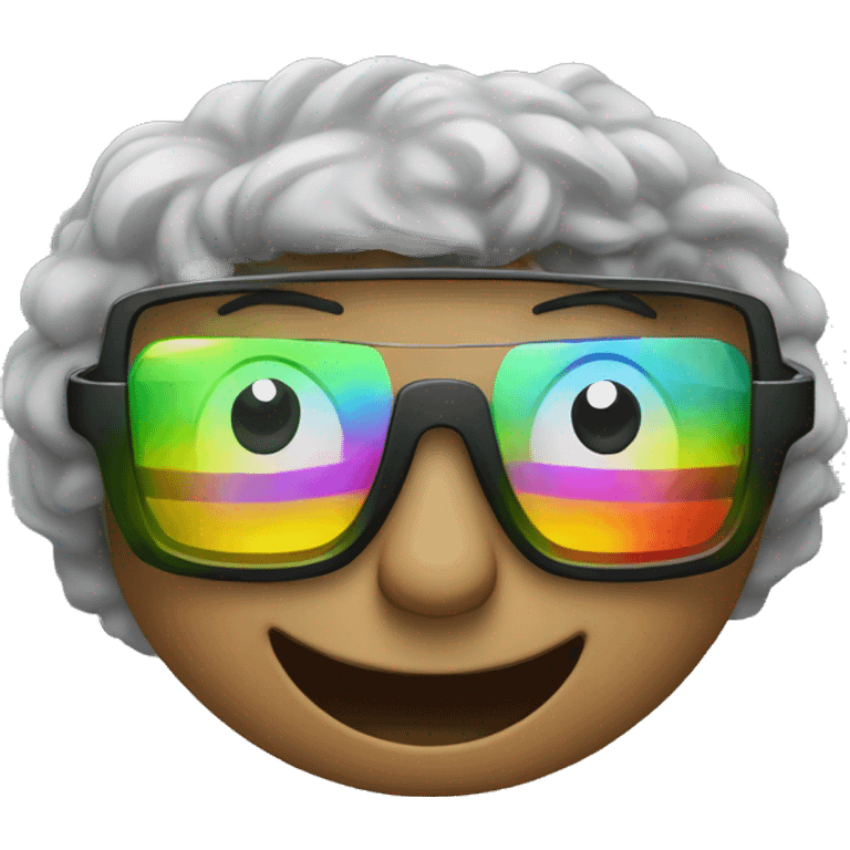 create emoji with the smiley face, with light therapy glasses. the glasses have to emitate the rainbow shadow on the eyes emoji