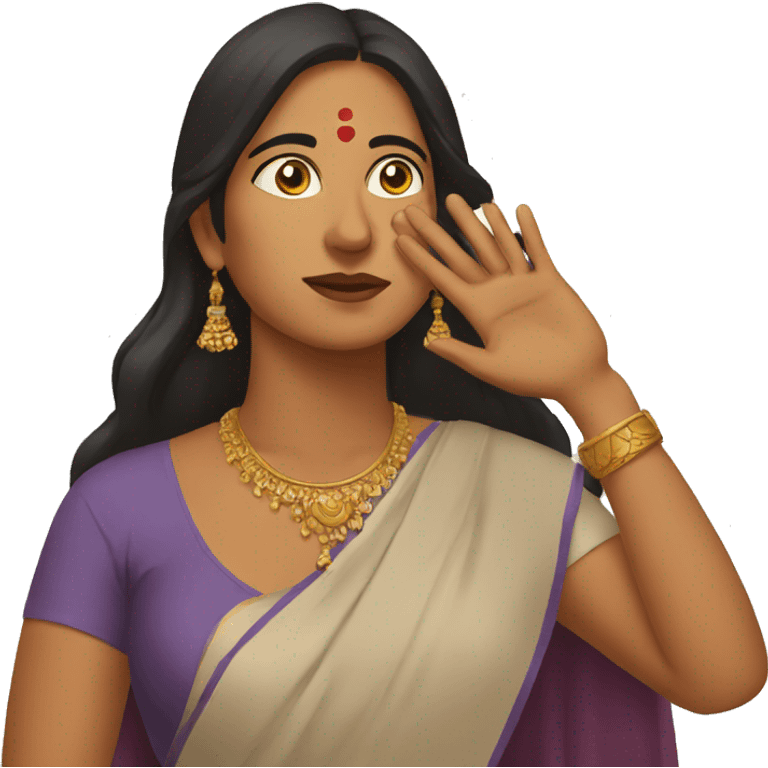 indian women with hand on her face looking up emoji