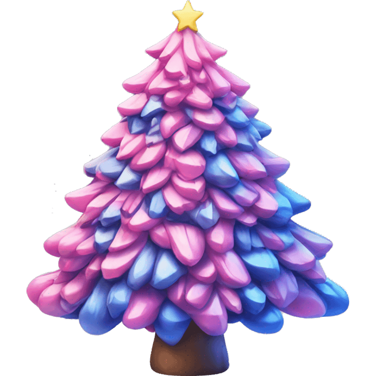 a pink and blue Christmas tree  emoji