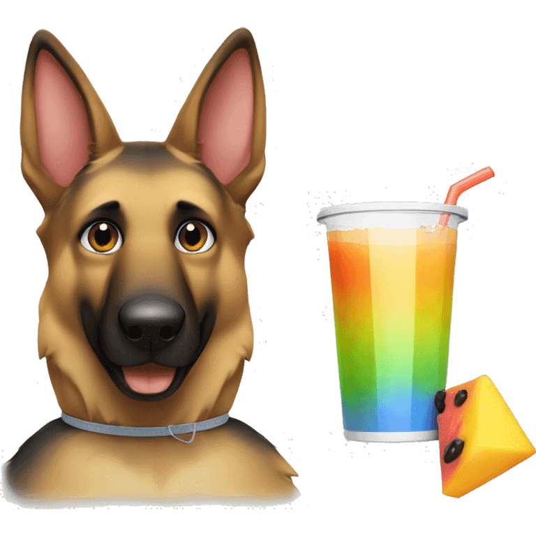 german shepherd fursona character drinking a juice box  emoji