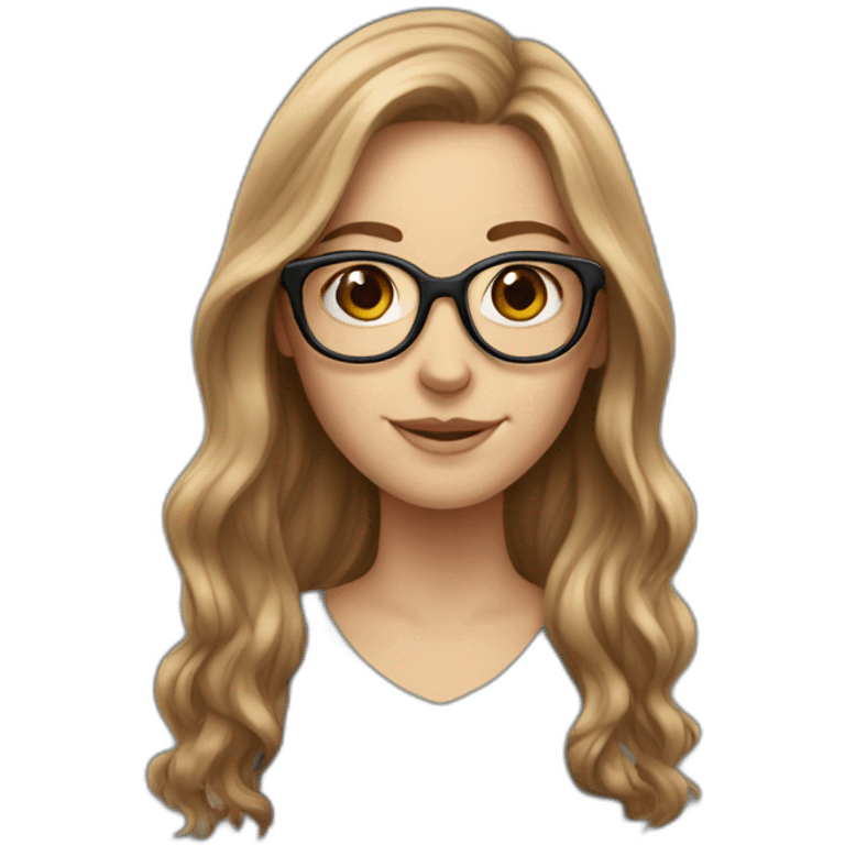 A white Girl with glasses,Brown long hair emoji