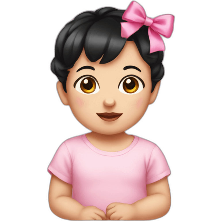 Baby with short blackhair and pink bow emoji