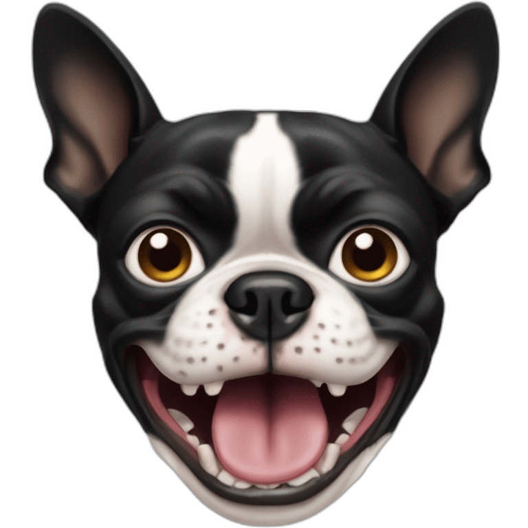 A angry Boston terrier growling emoji