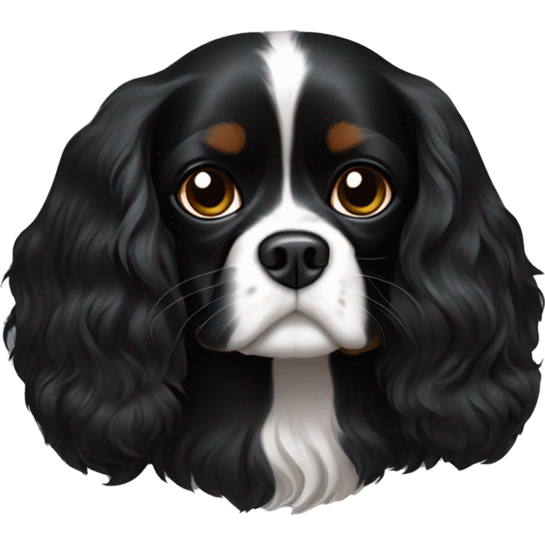 black Cavalier King Charles spaniel. No white or brown coloring on it emoji