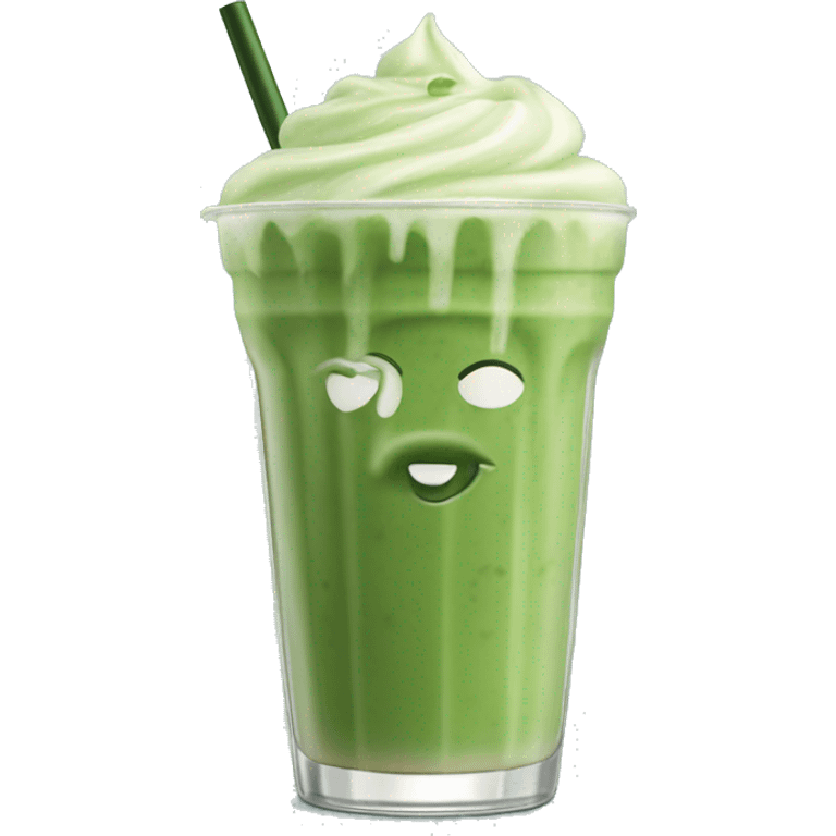 Iced matcha latte with no whipped topping in glass emoji