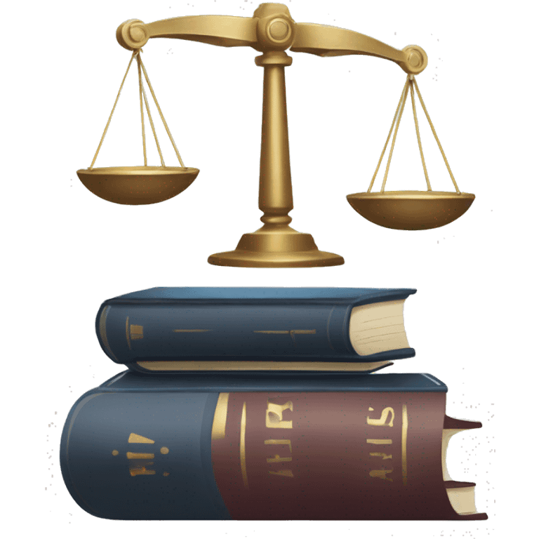 a balance of justice with a robot on one side and a book on the other side emoji