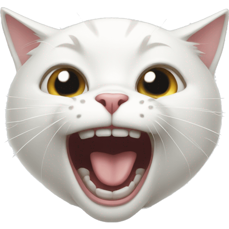 white cat screaming emoji