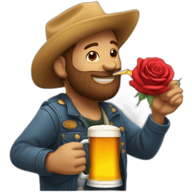 rose drinking a beer emoji