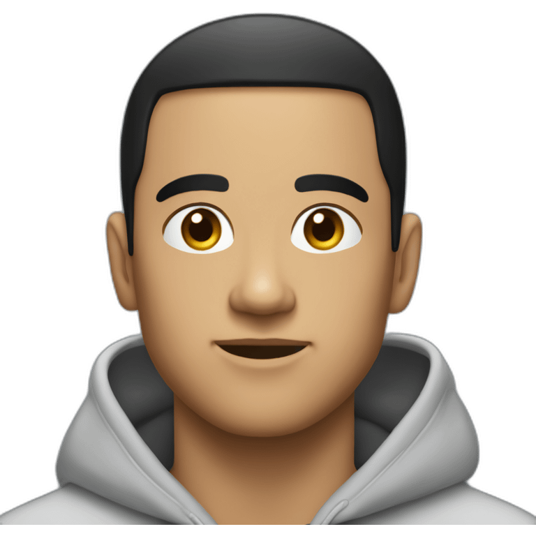 hoodie-on mike bronteroc with black hair and buzz cut emoji