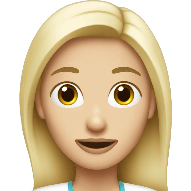 blond woman with yogurt emoji