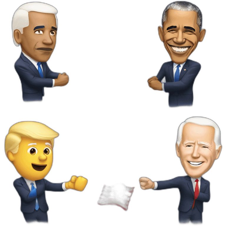 Obama,Donald Trump and Joe Biden playing emoji