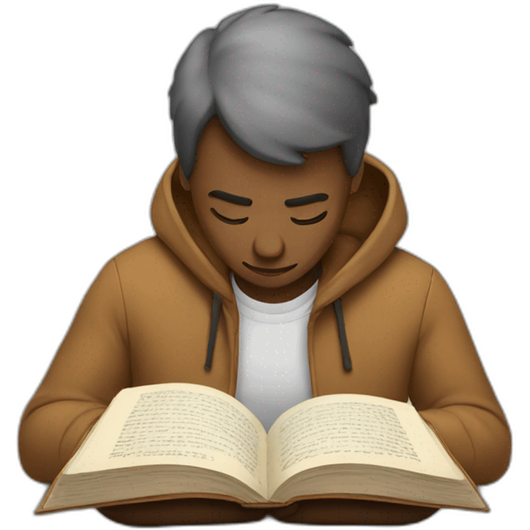 man getting intelligent by reading book emoji