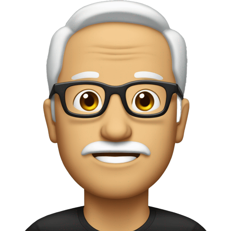 Hombre sin pelo con barba canosa y gafas pasta grandes i negras emoji