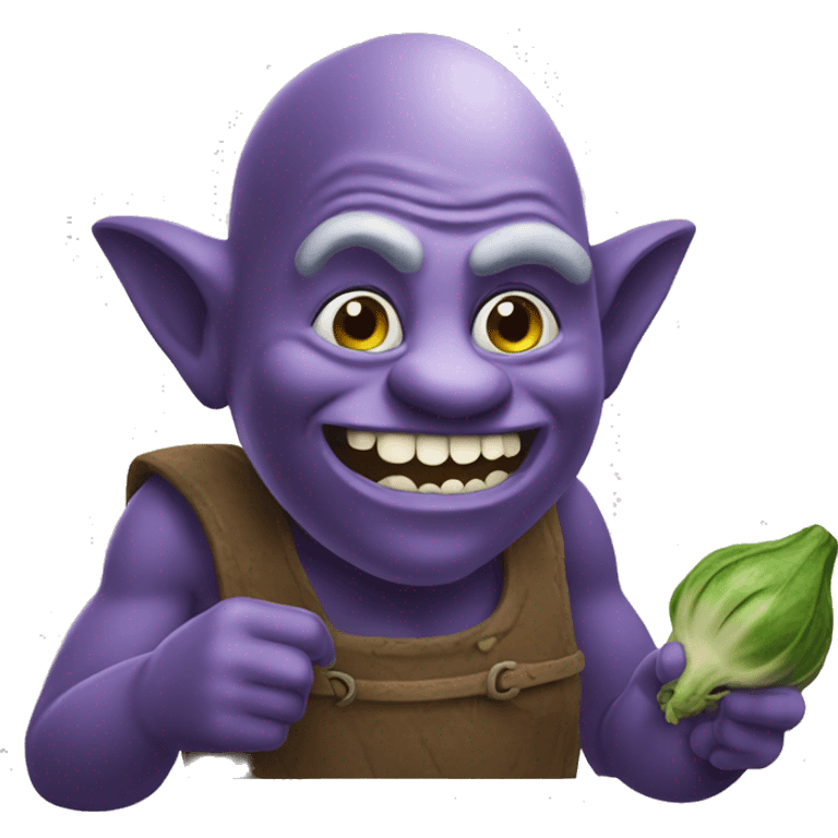 Short troll eating eggplant  emoji