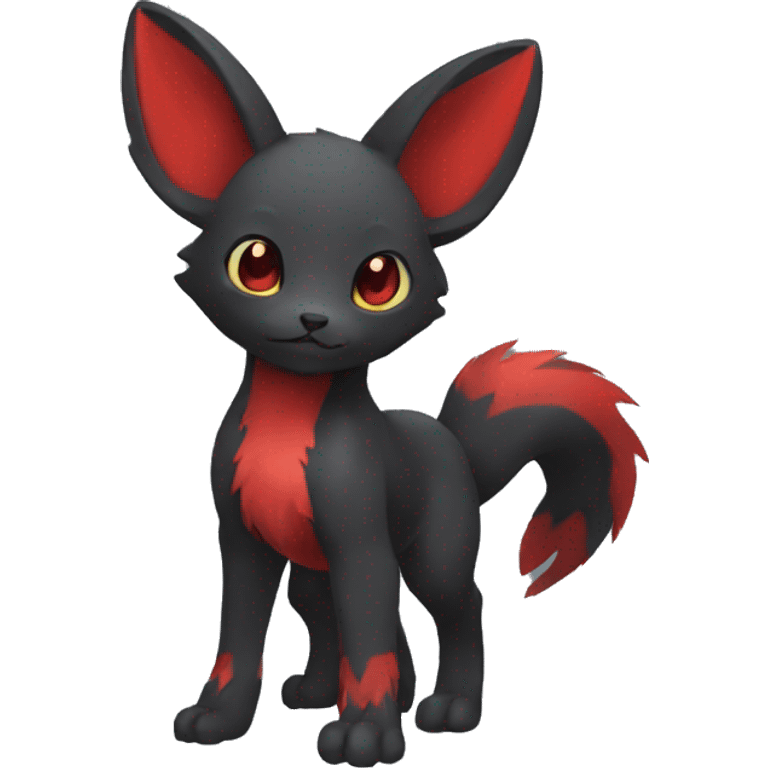 Cute cool black red animal hybrid Fakemon full body emoji