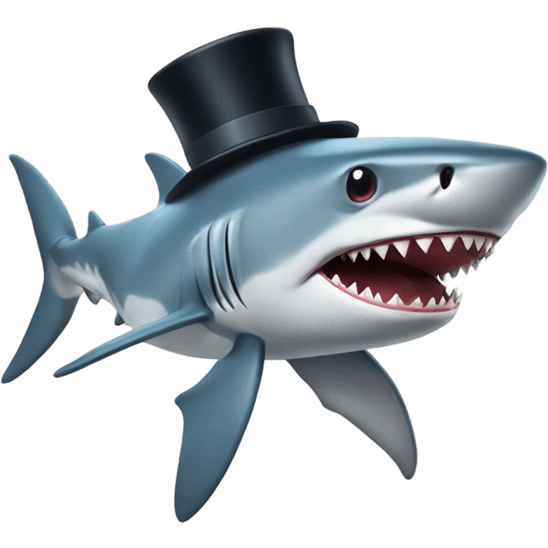 Shark with a top hat emoji