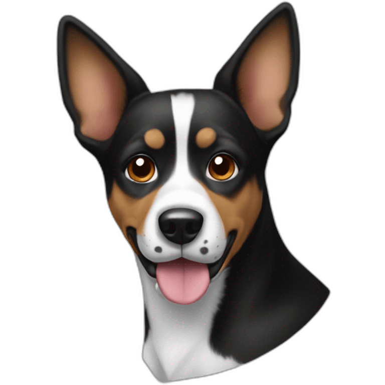 Black and White dog pointy ears spots emoji