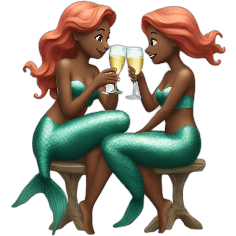 Two mermaids drinking champagne  emoji