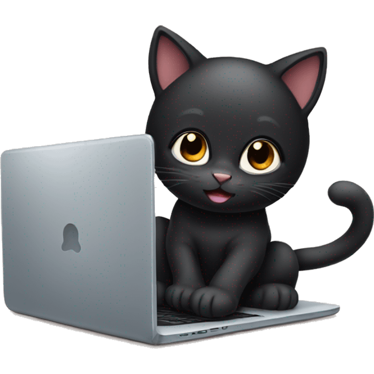 cute black kitty with laptop emoji