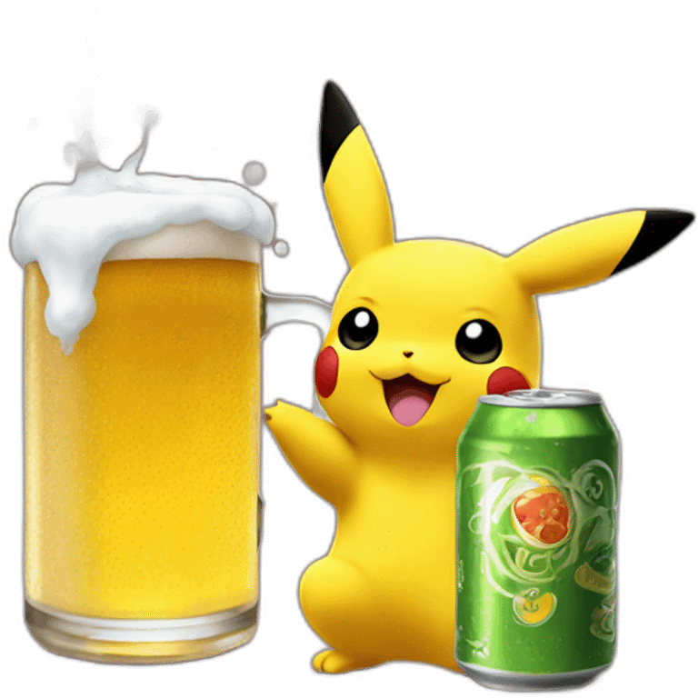 pikachu raver with can beer emoji