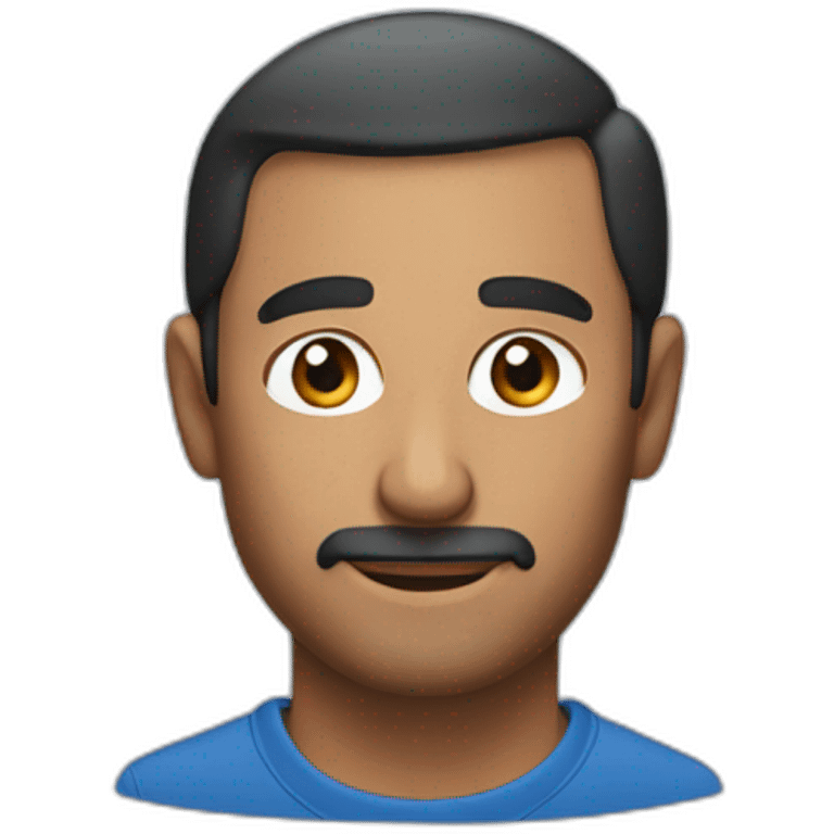 brown man that looks rich like steve jobs also have brown eyes and no facial hiar with a blue polo shirt emoji