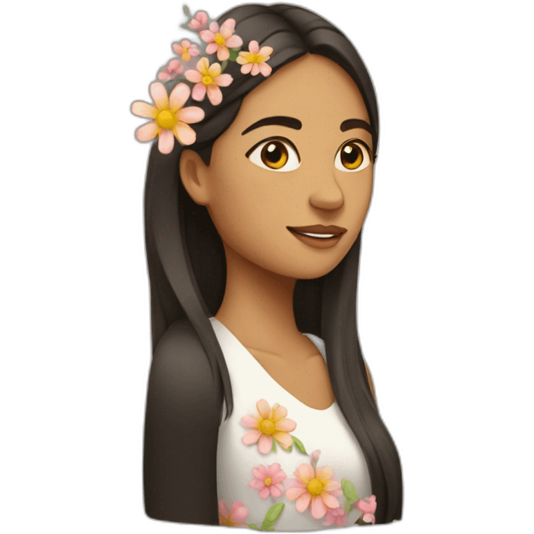 Mujer come flores emoji