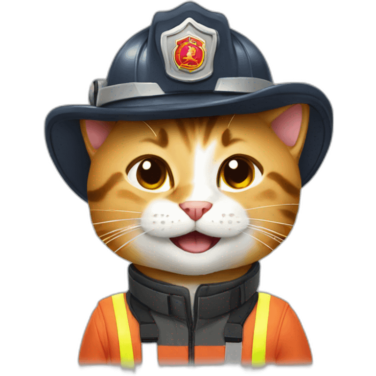 Laughing cats wear firefighter uniforms emoji