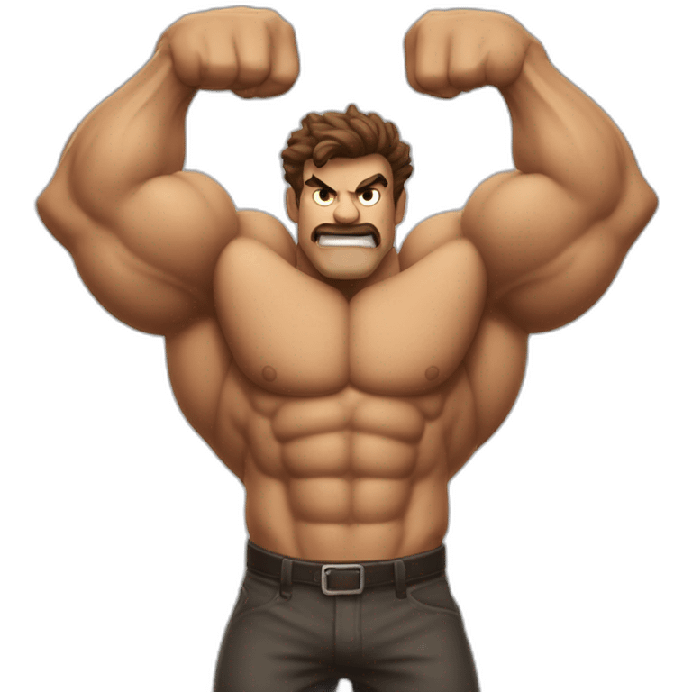 musclé-au-cheveux-bruns-double-biceps-tête-démon emoji