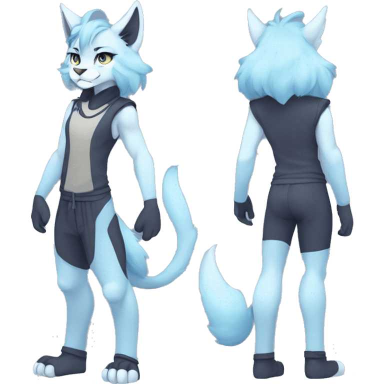 Anthropomorphic Anthro Pastel Blue Sona Lynx-Fakémon Furry Full Body emoji