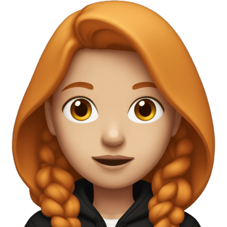 girl in black hoodie with ginger hair emoji