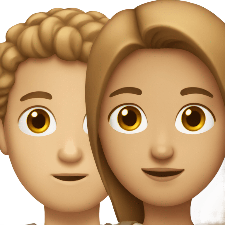 White Couple brown hair emoji