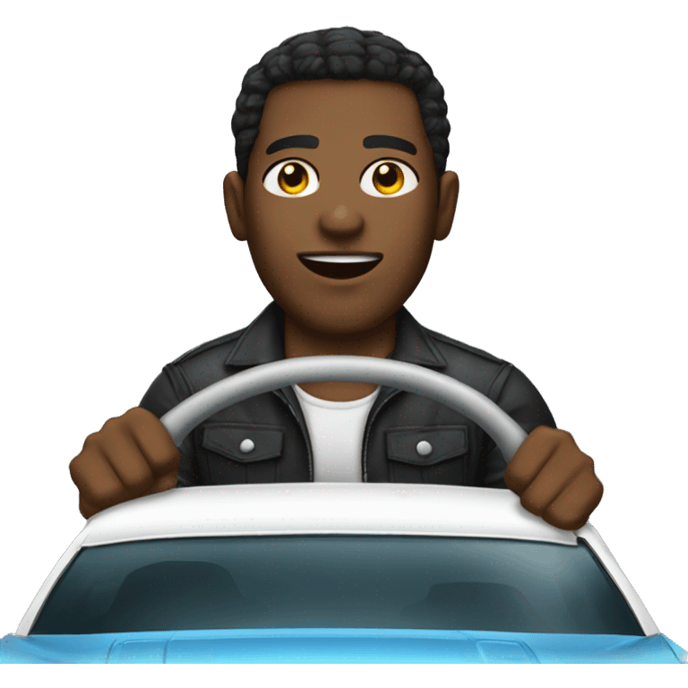 Black guy driving in a muscle car  emoji