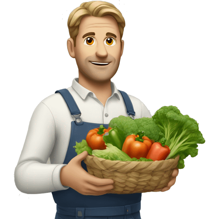 European man holding vegetables in his hands emoji