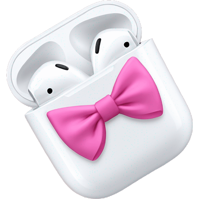 airpod maxes with pink bows tied around  emoji