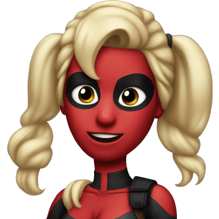 Lady Deadpool with blonde ponytail hair emoji