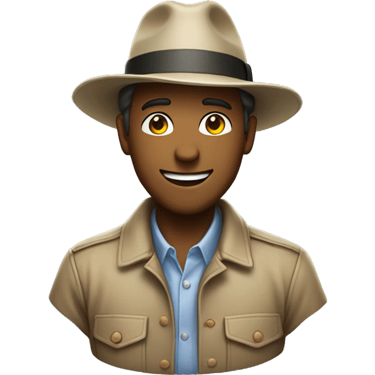 man wearing a fedora hat with a smile and closed  emoji