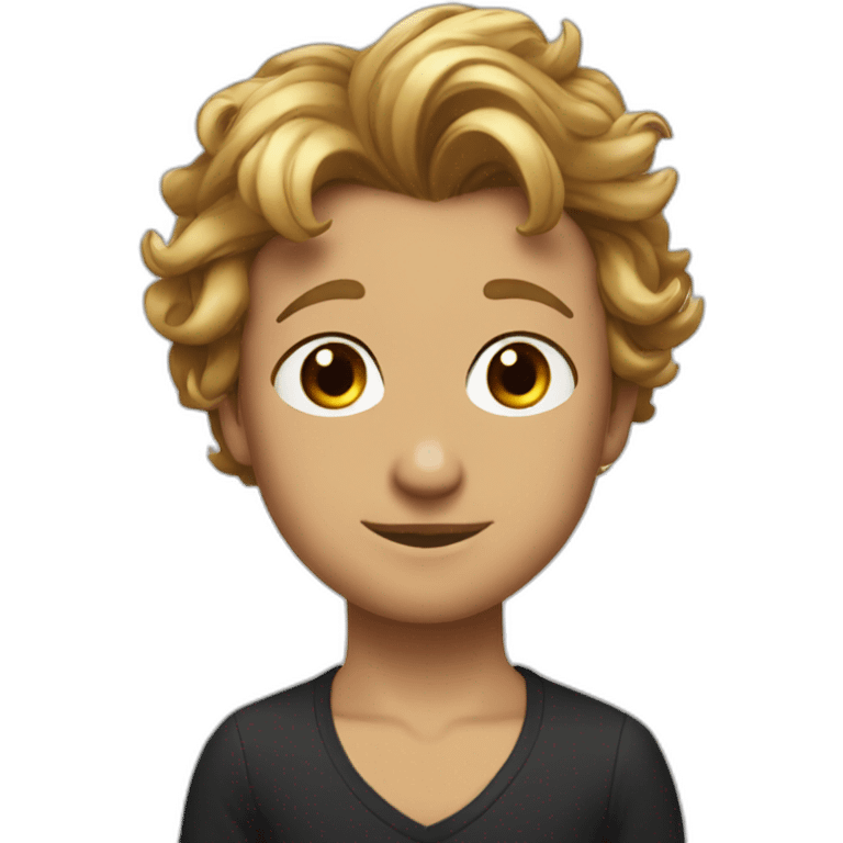 Simon Baker kiss-kiss a black girl brown eyes and sblack hair in a bun emoji