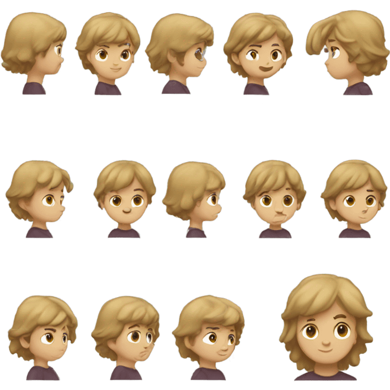 little boy with mullet dark blonde with Nike tech  emoji