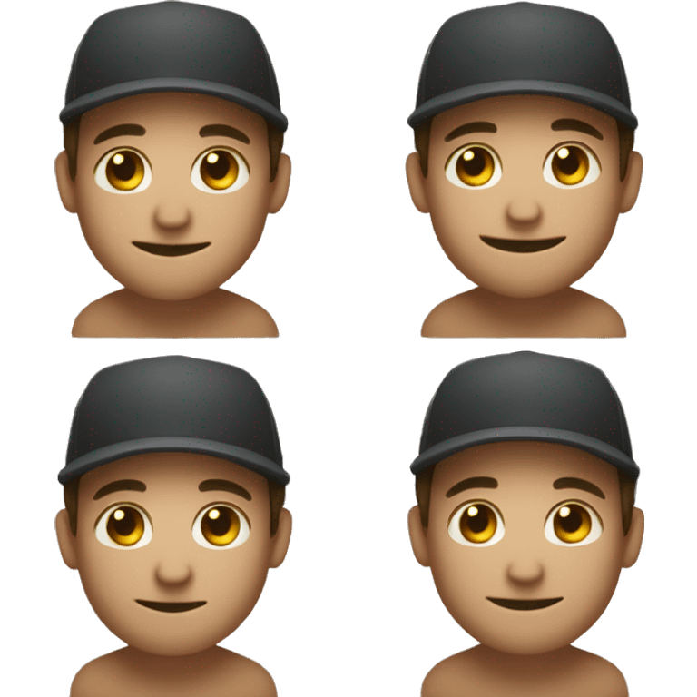 A guy holding a smirkwith a hat on but the hat is th other way emoji