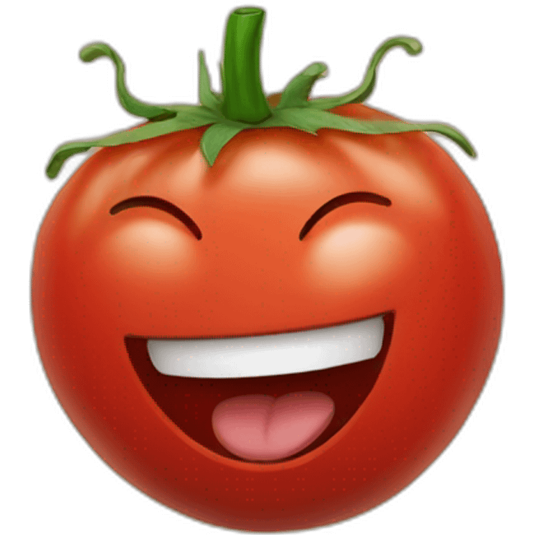 a tomato laughing emoji