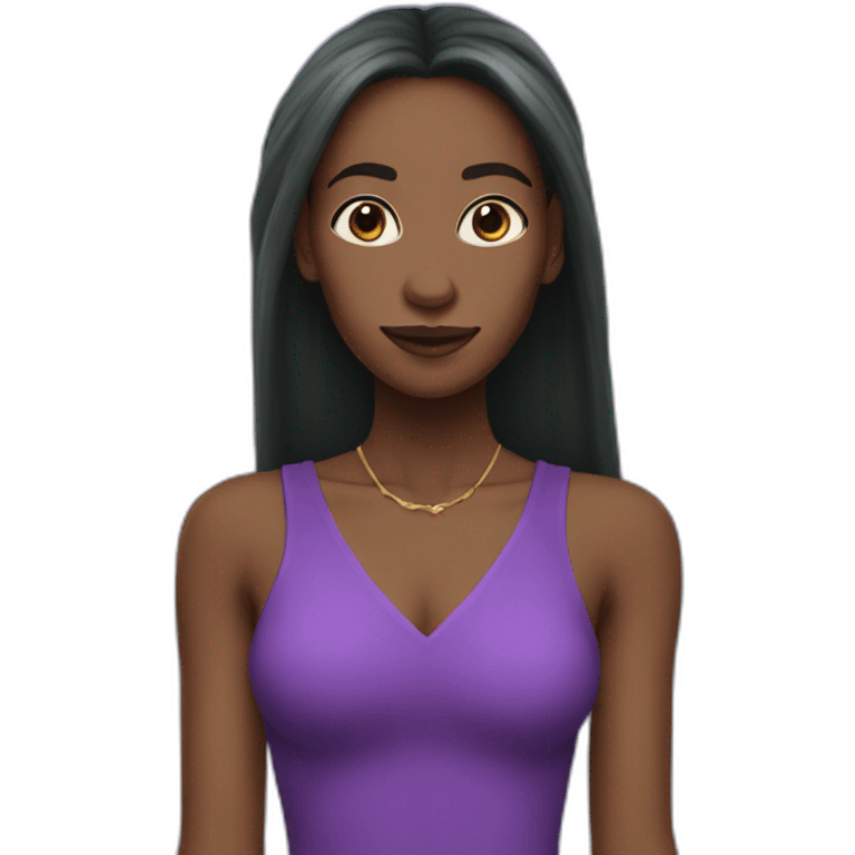 skinny black woman like elf in purple with long hair emoji