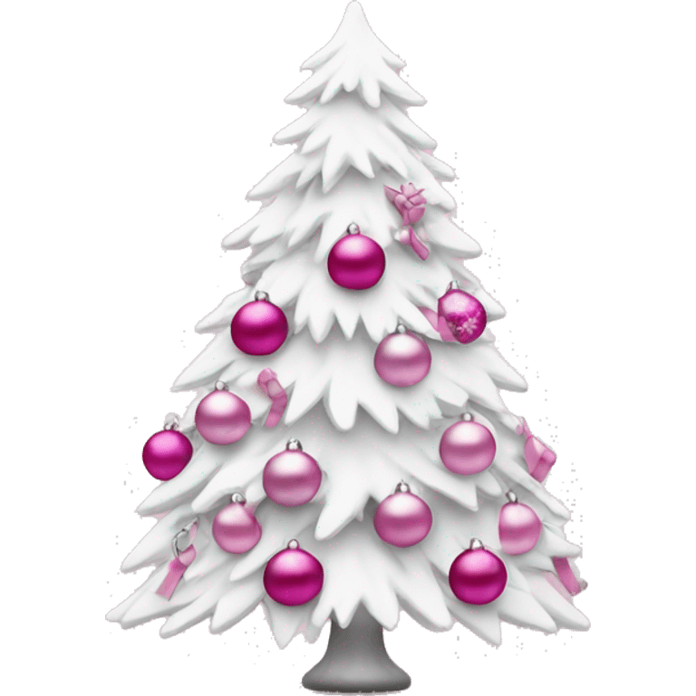 white christmas tree with pink hornaments  emoji