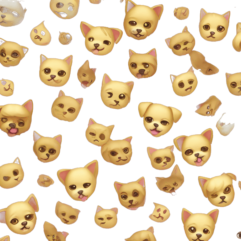 pink and gold cat and dog emoji