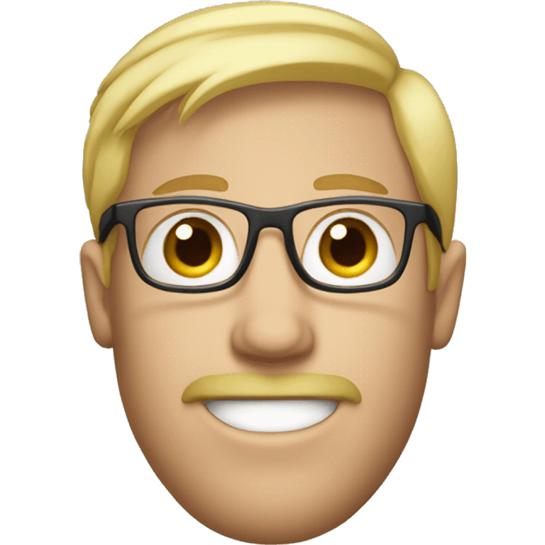 Blond guy with facial hair, eyeglasses and blue eyes emoji