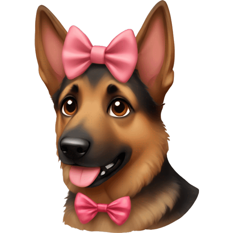 Girl brown German shepherd dog with bow on head emoji