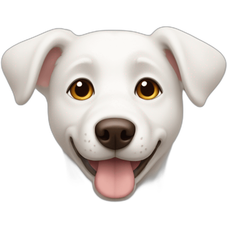 White dog with brown ears in love emoji