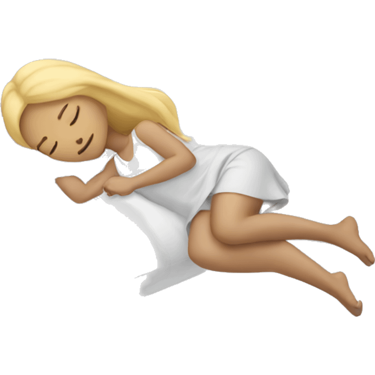 Girl with long blonde hair sleeping on a white pillow emoji